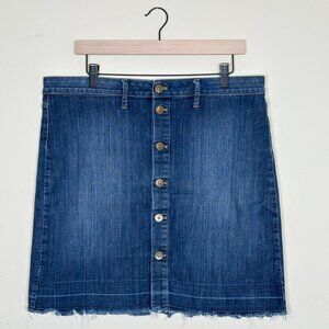 Articles of Society Women's Denim Skirt‎ Button Up Frayed Size 32 Preppy Western
